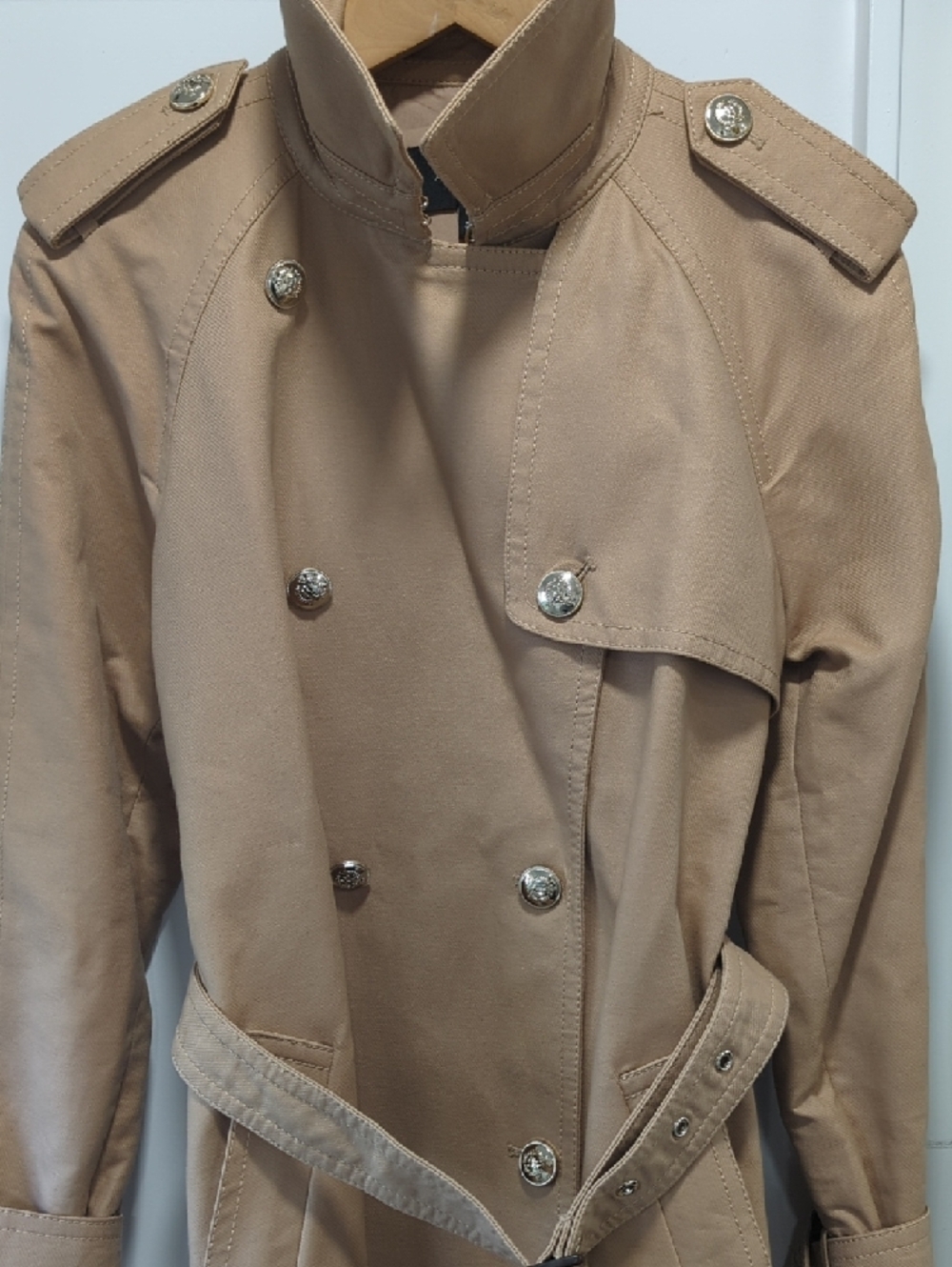 Ann Taylor Double Breasted Camel Trench Coat with Belt Size Small - Picture 8 of 12